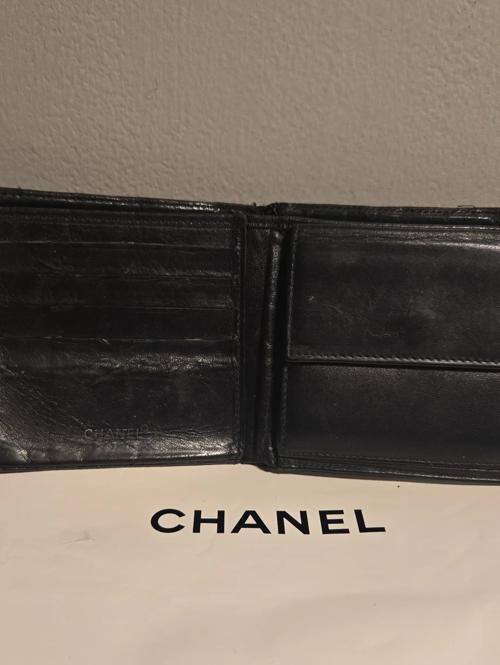 CHANEL Travel Line Black Quilted Fabric Bi-Fold Wallet